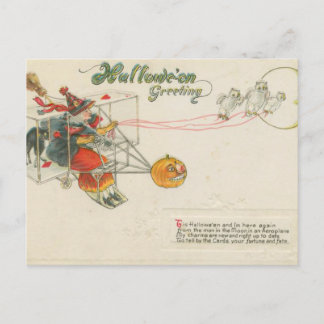 Cartão Postal Vintage de bruxas de aviões saudáveis de Halloween