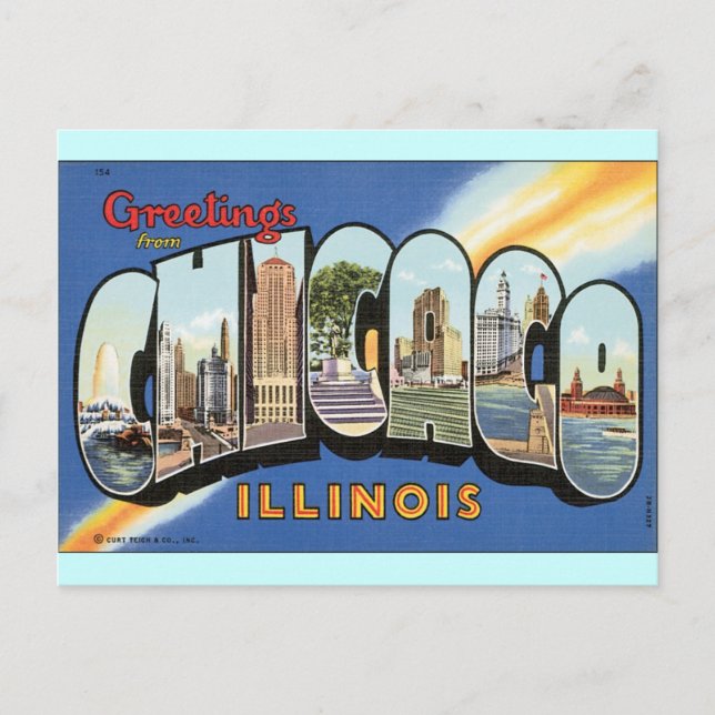 Cartão postal Vintage de Chicago Illinois (Frente)