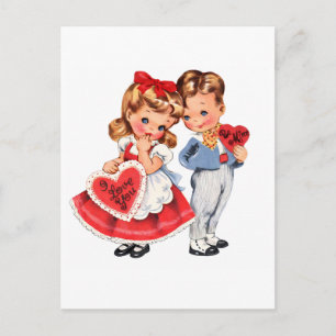 Cartão postal vintage de Dia dos Namorados para cr