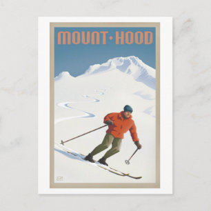 Cartão postal vintage de esqui Mt. Hood