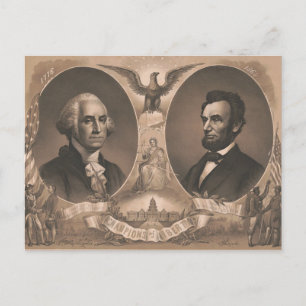 Cartão Postal Vintage de George Washington Abraham Lincoln Eagle