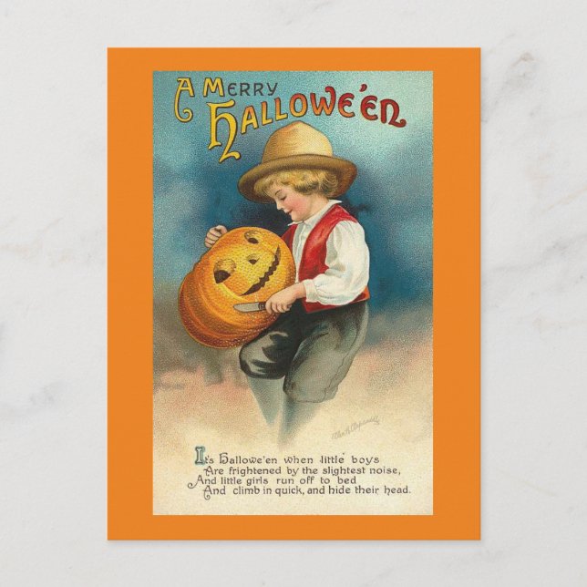 Cartão postal vintage de Halloween (Frente)