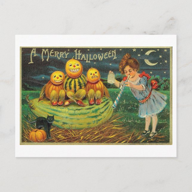Cartão postal Vintage de Halloween feliz (Frente)