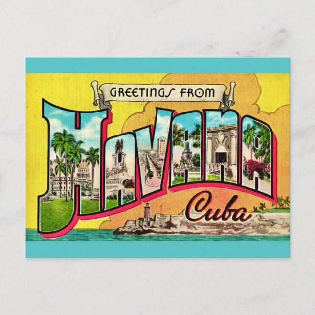 Cartão postal vintage de Havana Cuba (Frente)