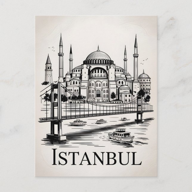 Cartão Postal Vintage de Istambul (Frente)