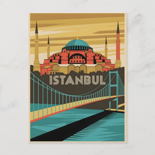 Cartão Postal Vintage de Istambul (Frente)