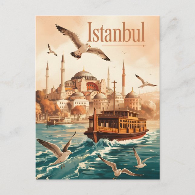 Cartão Postal Vintage de Istambul (Frente)