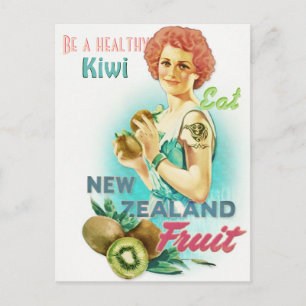 Cartão postal vintage de kiwi da Nova Zelândia