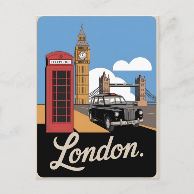 Cartão Postal Vintage de Londres (Frente)