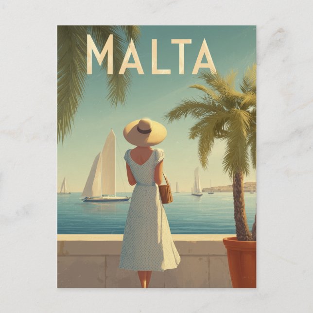 Cartão Postal Vintage de Malta (Frente)