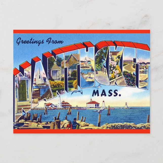 Cartão postal vintage de Nantucket MA (Frente)