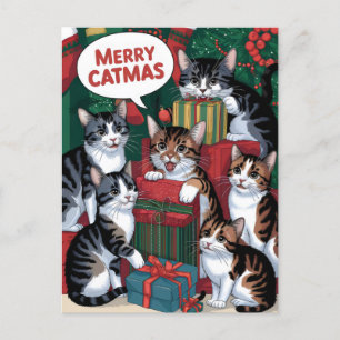 Cartão Postal Vintage de Natal do Cat Lover