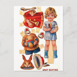 Cartão postal vintage de Paperdoll Little Baby Bun