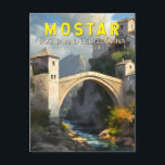 Cartão Postal Vintage de pintura a óleo de Mostar Stari Most Via<br><div class="desc">Mostar viagem design num estilo de arte renascentista. É conhecida pela icônica Stari Most (Old Bridge),  uma ponte medieval arquitetada reconstruída.</div>