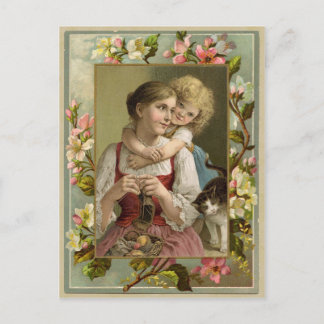 Cartão postal vintage de reprodução de Mãe e Filha