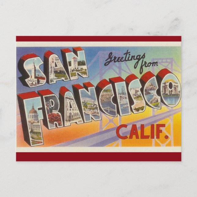 Cartão postal Vintage de São Francisco (Frente)