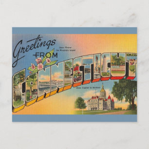Cartão postal vintage de saudação de Connecticut