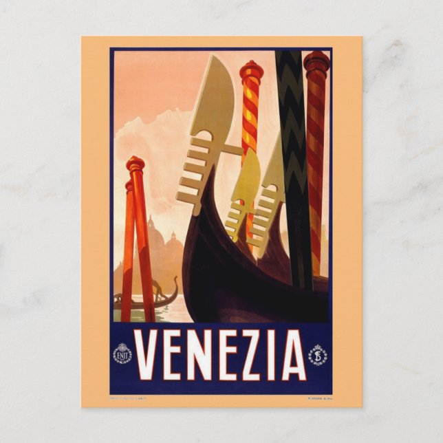Cartão postal vintage de Venezia (Frente)