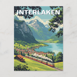 Cartão Postal Vintage de Viagem de Suiça de de Interlaken