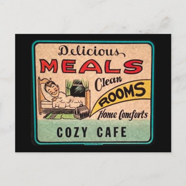 Cartão Postal Vintage Deliciosa Refeições Limpas Salas Doméstica (Frente)