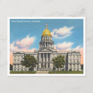 Cartão Postal Vintage Denver Colorado State Capitólio