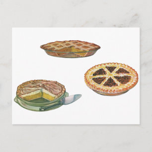 Cartão Postal Vintage Desserts Pies Pecan Pumpkin Lemon Meringue