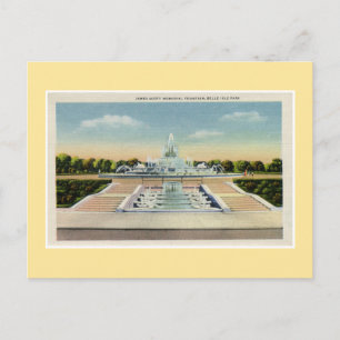 Cartão Postal Vintage Detroit Belle Isle Memorial Fountain