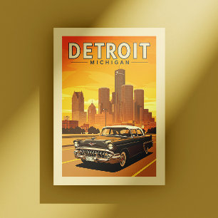 Cartão Postal Vintage Detroit Michigan