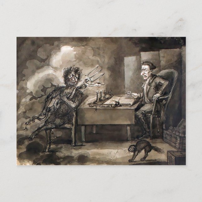 Cartão postal Vintage Devil Art (Frente)