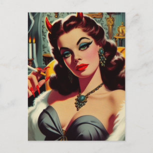 Cartão Postal Vintage Devil Woman