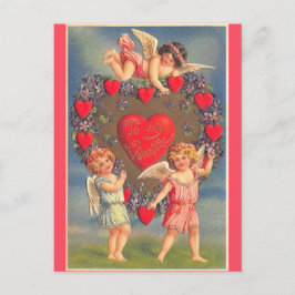 Cartão Postal Vintage Dia de os namorados Cute Cherubs
