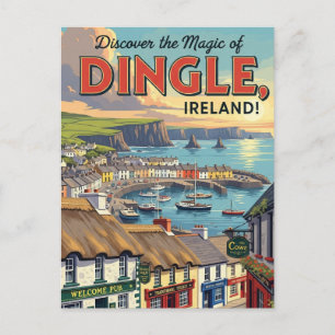 Cartão Postal Vintage Dingle Ireland Viagem