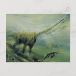 Cartão Postal Vintage Dinosaurs, Brachiosaurus Swimming in Ocean