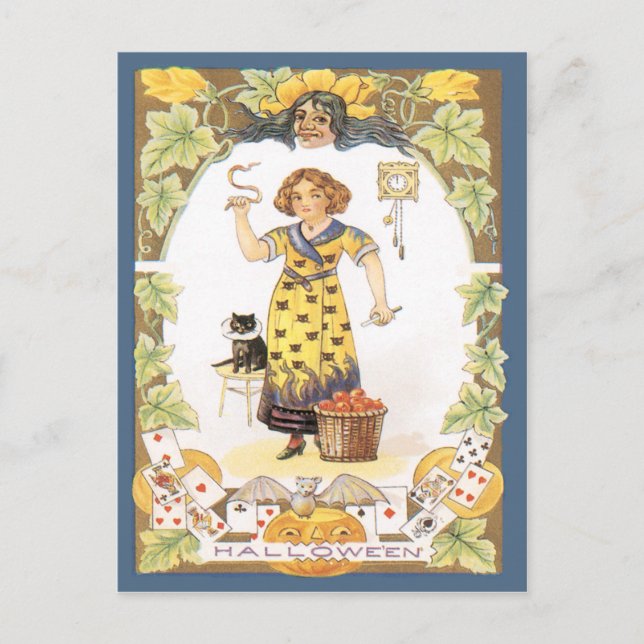 Cartão postal Vintage Diversão Halloween (Frente)