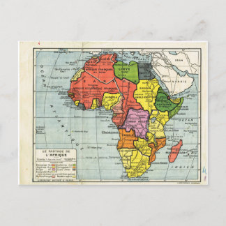 Cartão Postal Vintage, Divisão de África, 1900, Mapa