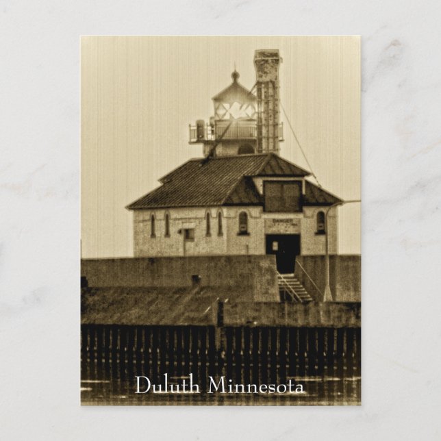 Cartão postal vintage do farol de Minnesota (Frente)