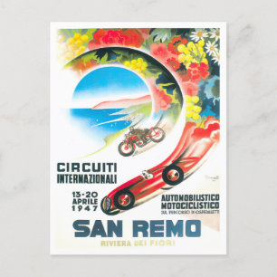Cartão Postal Vintage do Grande Prêmio da Itália de San Remo de 