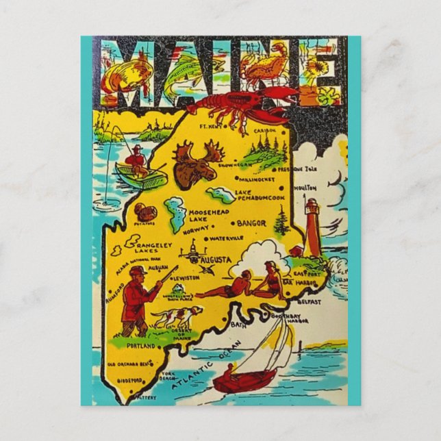 Cartão postal vintage do Maine (Frente)