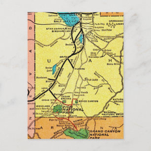 Cartão postal vintage do mapa do Grand Canyon - Zi