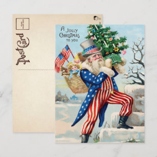 Cartão postal vintage do Papai Noel Tio Sam Natal
