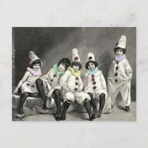 Cartão Postal Vintage do traje do carnaval das crianças de