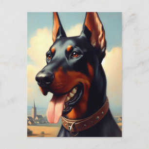 Cartão Postal Vintage Doberman Painting