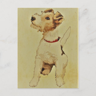 Cartão Postal Vintage Dog Impressão Fox Terrier