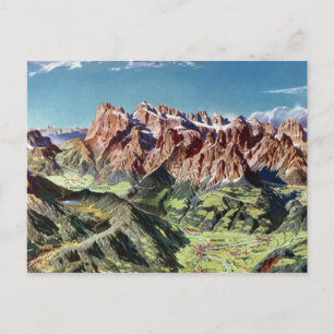 Cartão Postal Vintage Dolomites Itália Mapa do Alivio