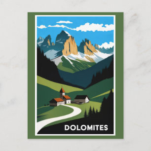 Cartão Postal Vintage Dolomites Monta Itália Paisagem