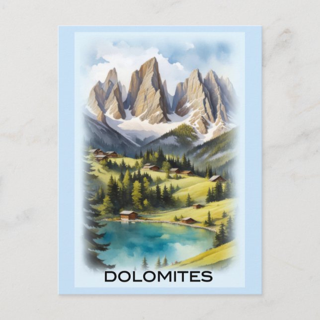 Cartão Postal Vintage Dolomites Monta Itália Paisagem (Frente)