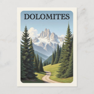 Cartão Postal Vintage Dolomites Monta Itália Paisagem