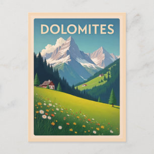 Cartão Postal Vintage Dolomites Monta Itália Paisagem