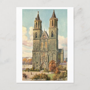 Cartão Postal Vintage Dom/Cathedral Magdeburg Alemanha