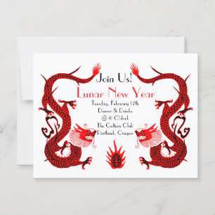 Cartão Postal Vintage Dragon Holiday Red and Black